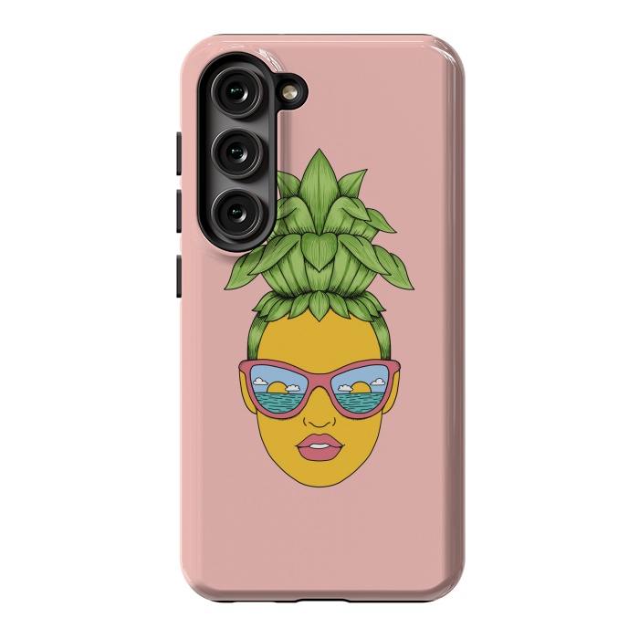 Galaxy S23 StrongFit Pineapple Girl Pink by Coffee Man