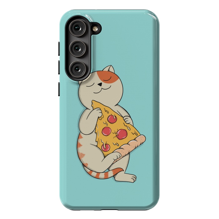 Galaxy S23 Plus StrongFit Cat and Pizza by Coffee Man