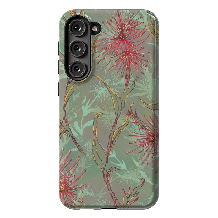 Galaxy S23 Plus StrongFit Red Gum Flower by Lotti Brown