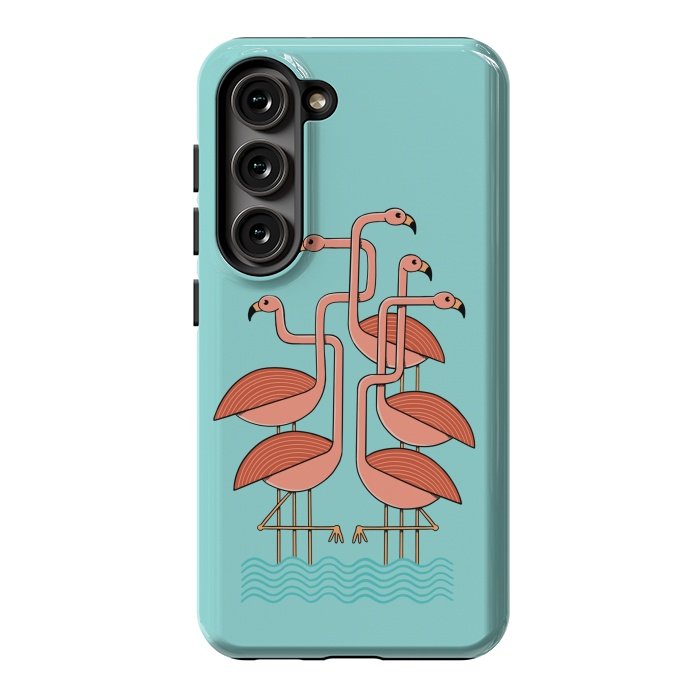 Galaxy S23 StrongFit Flamingos by Coffee Man