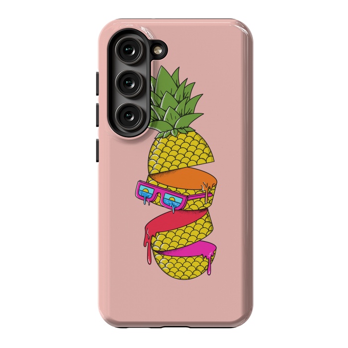 Galaxy S23 StrongFit Pineapple Colors Pink by Coffee Man