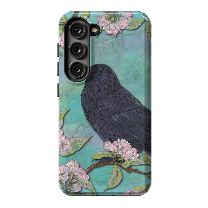 Galaxy S23 StrongFit Raven & Apple Blossom by Lotti Brown