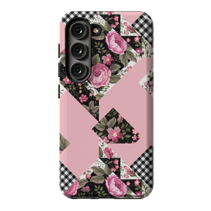 Galaxy S23 StrongFit elegant roses with pink background by ArtsCase