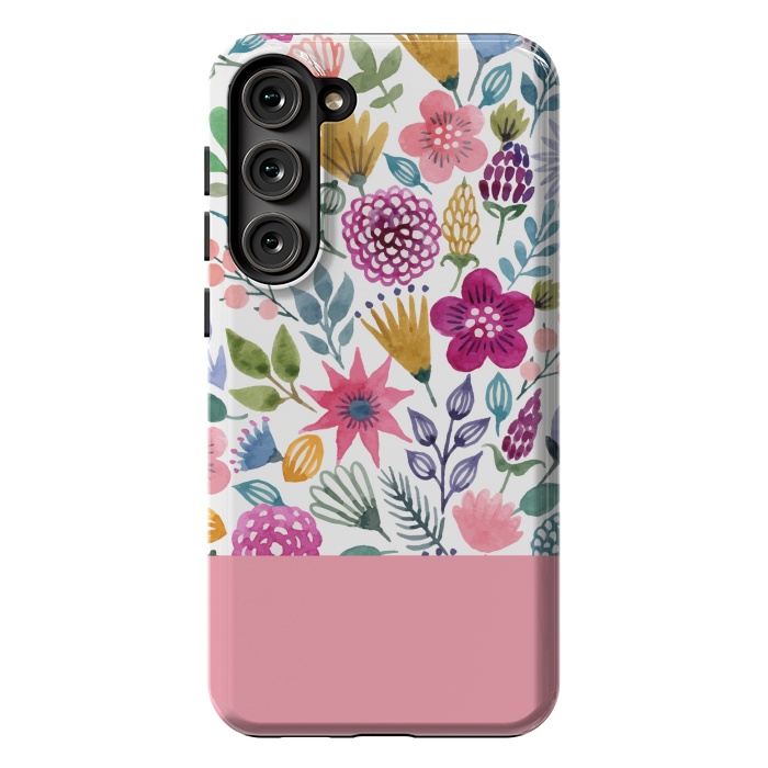 Galaxy S23 Plus StrongFit watercolor flowers for summer by ArtsCase