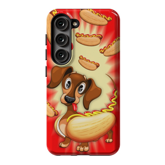 Galaxy S23 StrongFit Dachshund Hot Dog Cute and Funny Character by BluedarkArt