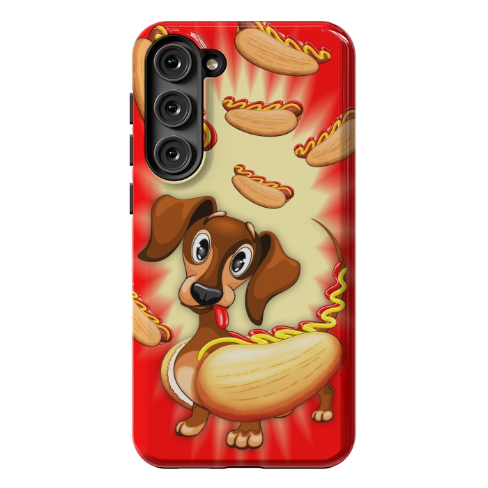 Galaxy S23 Plus StrongFit Dachshund Hot Dog Cute and Funny Character by BluedarkArt