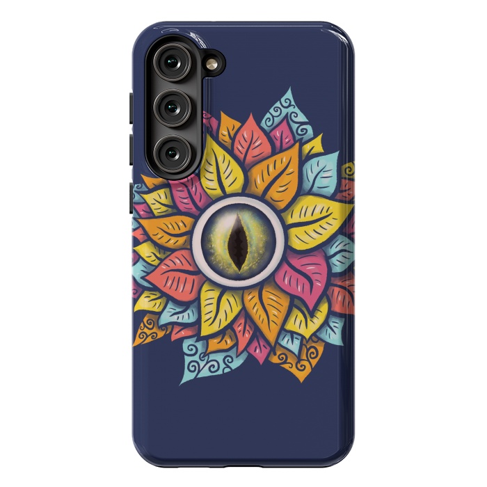 Galaxy S23 Plus StrongFit Colorful Reptile Eye Flower Fun Weird Digital Art by Boriana Giormova