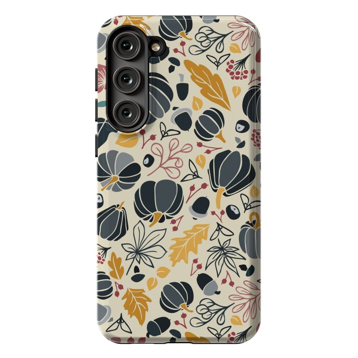 Galaxy S23 Plus StrongFit Fall Fruits in Navy and Yellow by Paula Ohreen