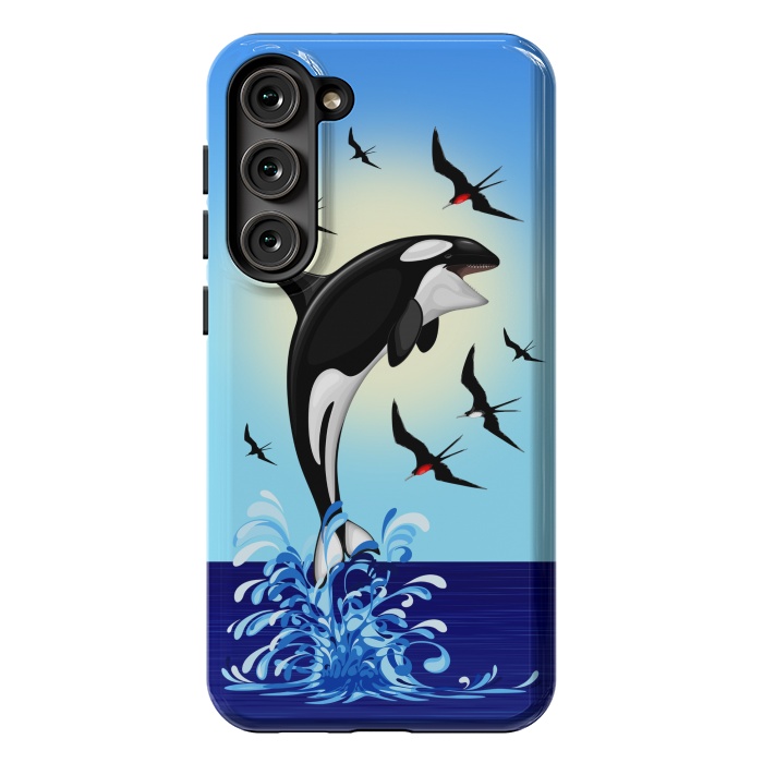Galaxy S23 Plus StrongFit Orca Killer Whale jumping out of Ocean by BluedarkArt