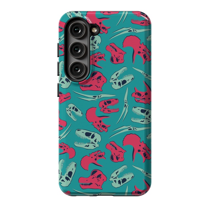 Galaxy S23 StrongFit Skull Roll - Teal by Melissa Lee