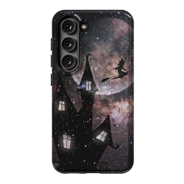 Galaxy S23 StrongFit Flying witch and dark house at night by Oana 