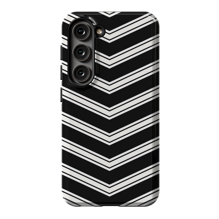 Galaxy S23 StrongFit Black And White Chevrons by TMSarts