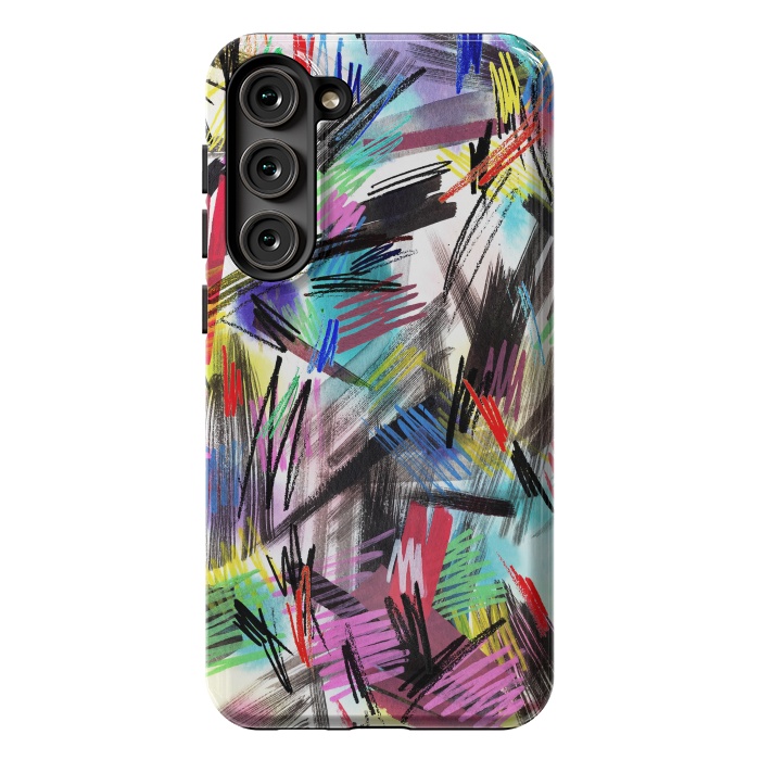 Galaxy S23 Plus StrongFit Wild Colorful Scratches and Strokes  by Ninola Design