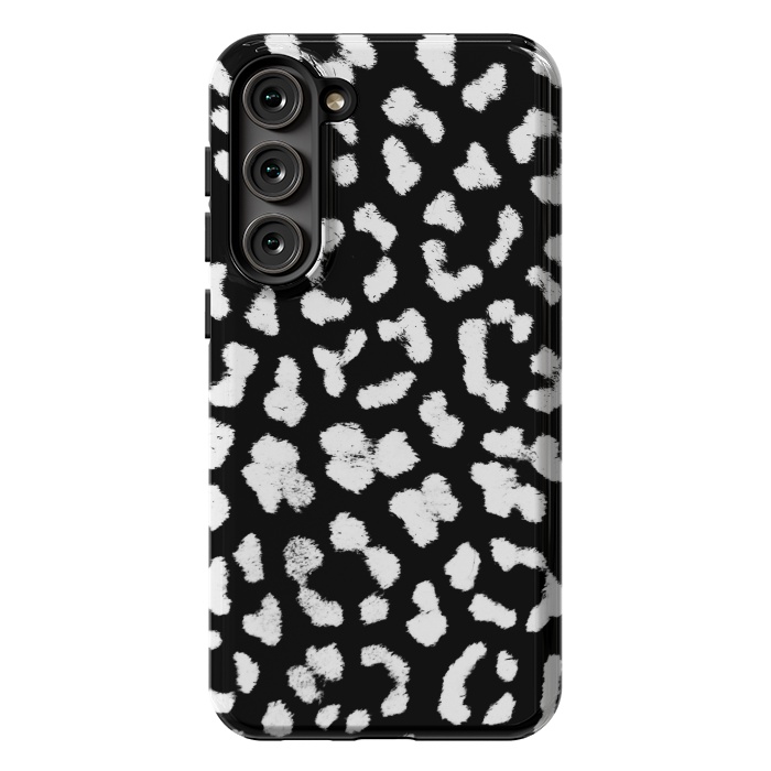 Galaxy S23 Plus StrongFit Black and white leopard print brushed spots by Oana 