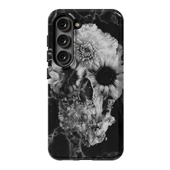 Galaxy S23 StrongFit Floral Skull Marble by Ali Gulec
