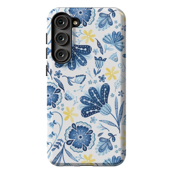 Galaxy S23 Plus StrongFit Intricate Blue Floral by Noonday Design