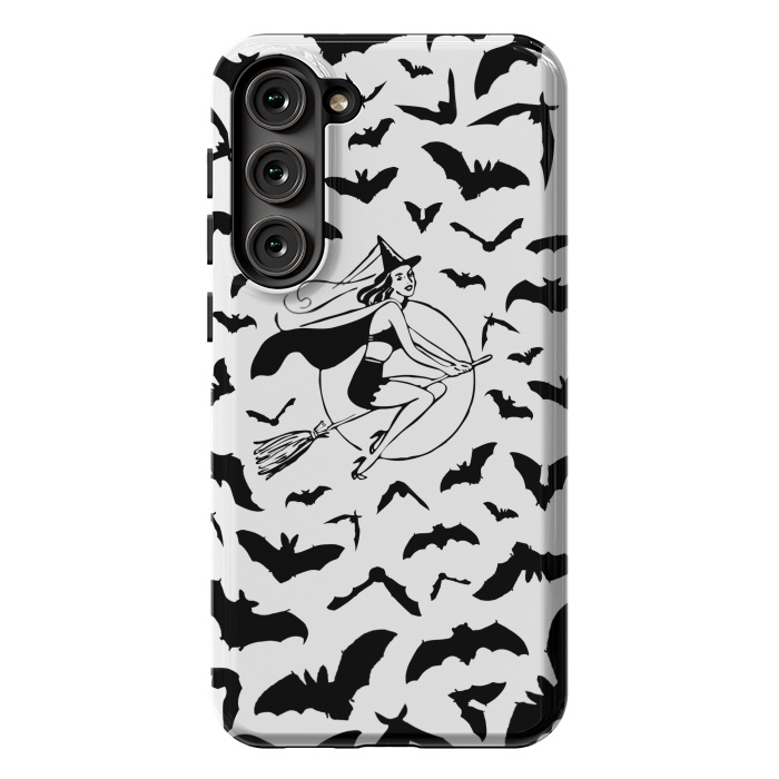 Galaxy S23 Plus StrongFit Witch and flying bats vintage illustration by Oana 