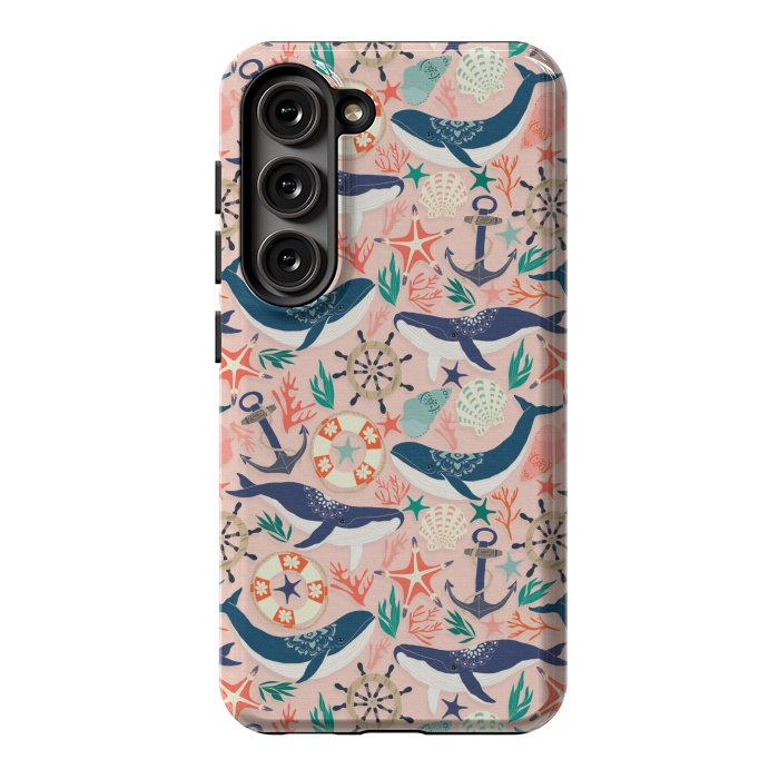 Galaxy S23 StrongFit Whale Song on Coral Blush by Tangerine-Tane