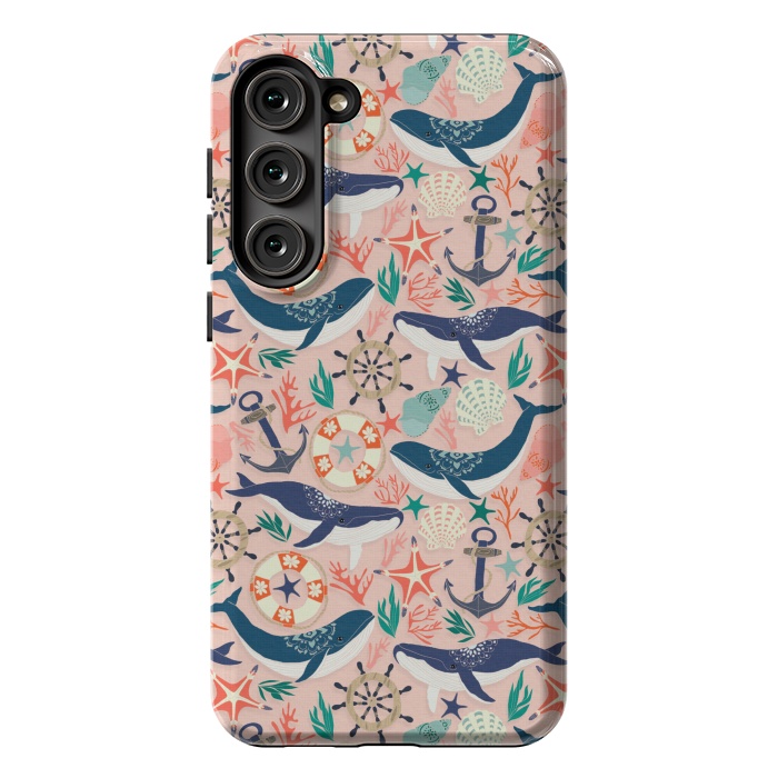 Galaxy S23 Plus StrongFit Whale Song on Coral Blush by Tangerine-Tane