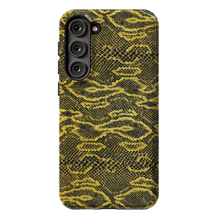 Galaxy S23 Plus StrongFit Black and Gold Snake Skin I by Art Design Works
