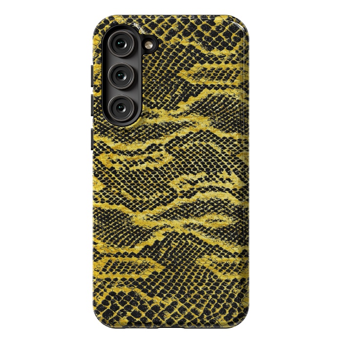 Galaxy S23 Plus StrongFit Black and Gold Snake Skin II by Art Design Works