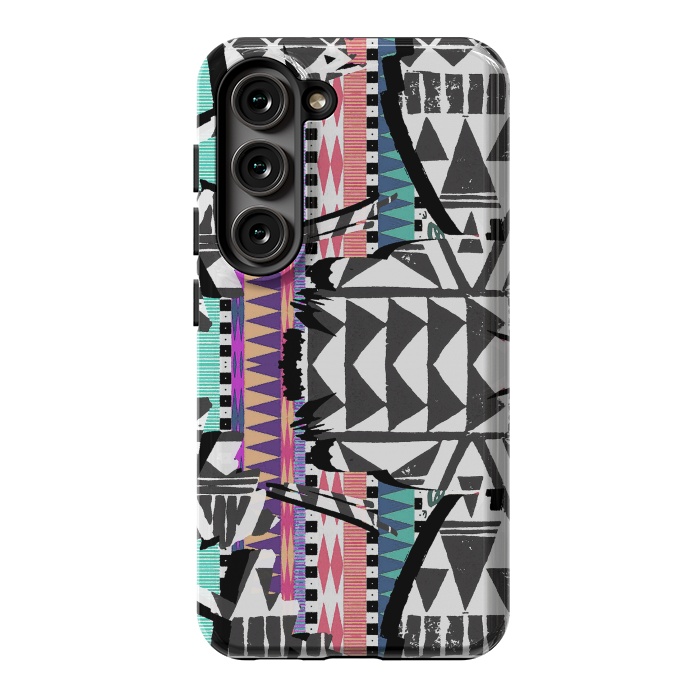 Galaxy S23 StrongFit Colourful African inspired ethnic print by Oana 