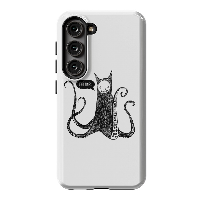Galaxy S23 StrongFit Greetings from the kraken cat by Laura Nagel