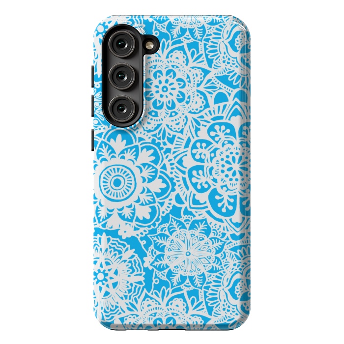 Galaxy S23 Plus StrongFit Blue and White Mandala Pattern by Julie Erin Designs