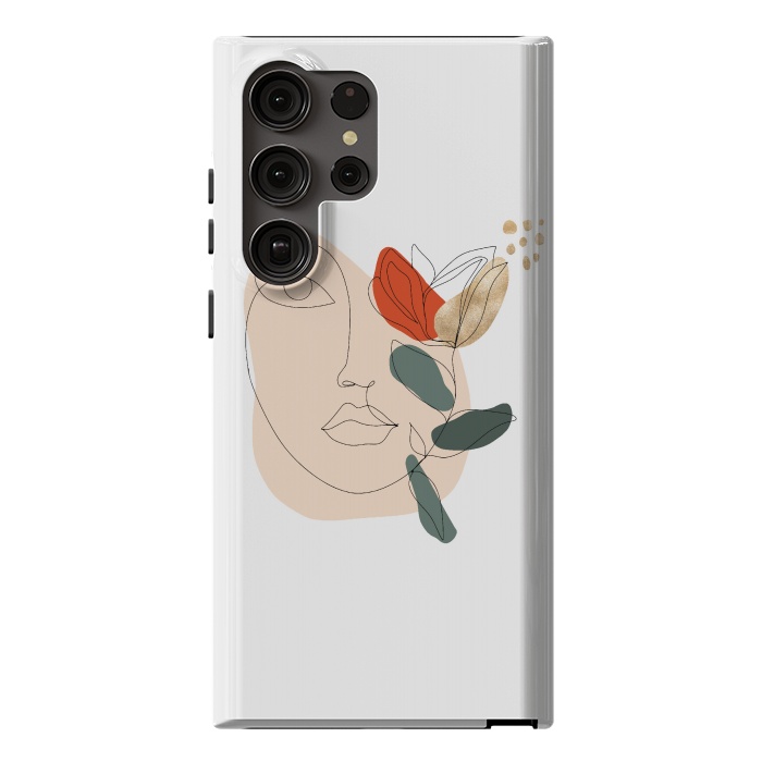 Galaxy S23 Ultra StrongFit Lineart Face Floral  by DaDo ART