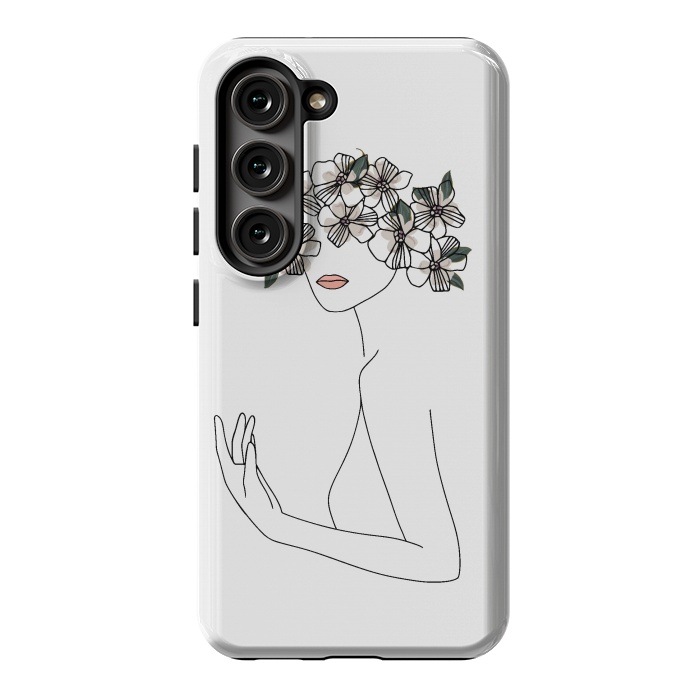 Galaxy S23 StrongFit Lineart - Nymph Girl Floral by DaDo ART