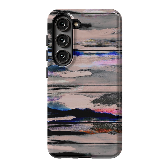 Galaxy S23 StrongFit Mountain landscape brushed painted pattern by Oana 