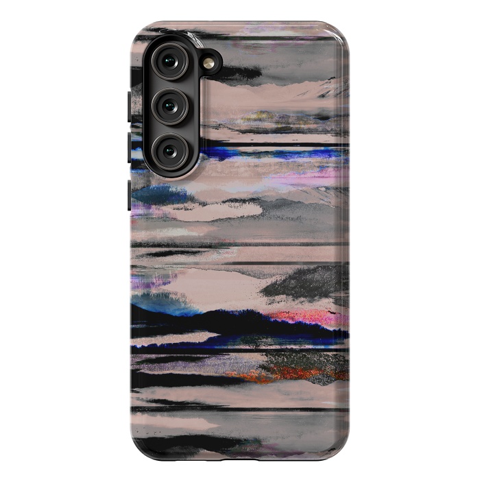 Galaxy S23 Plus StrongFit Mountain landscape brushed painted pattern by Oana 