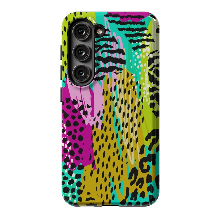Galaxy S23 StrongFit colorful abstract animal print by haroulita