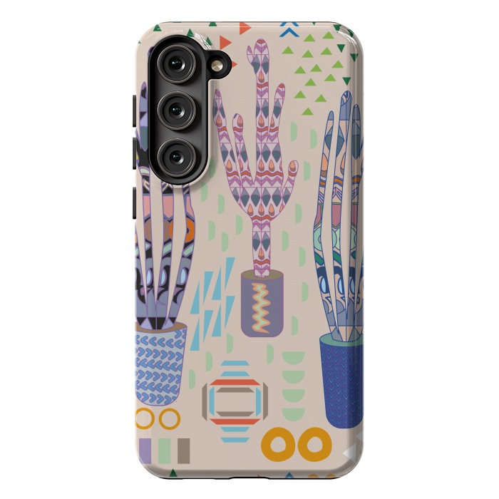Galaxy S23 Plus StrongFit Cactus desert with pattern by Nina Leth