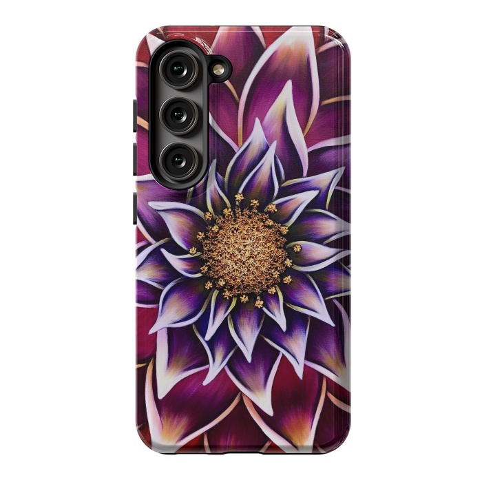 Galaxy S23 StrongFit Gilded Dahlia by Denise Cassidy Wood