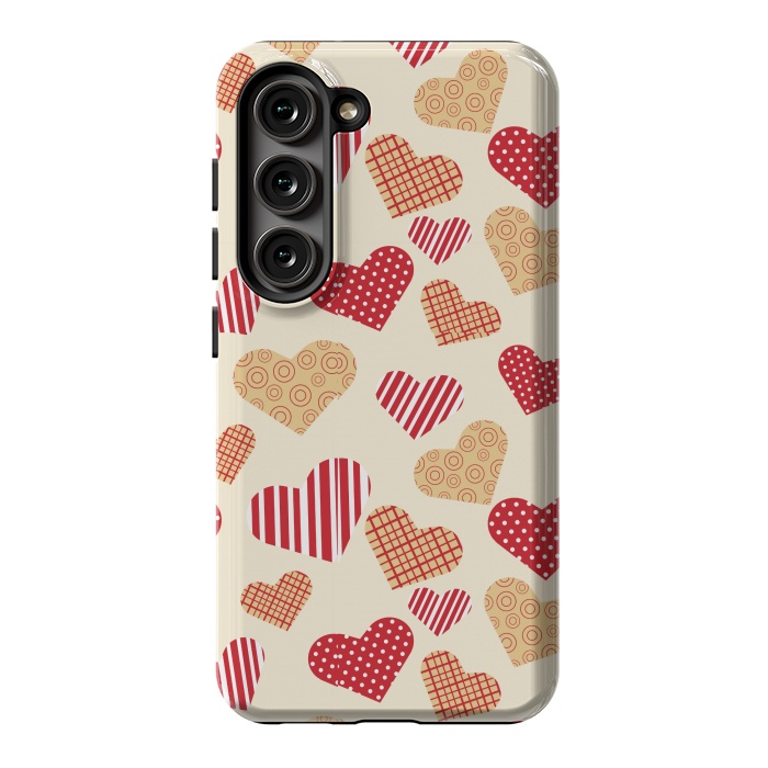 Galaxy S23 StrongFit RED GOLDEN HEARTS by MALLIKA