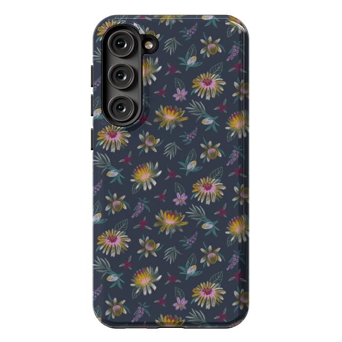 Galaxy S23 Plus StrongFit Blue Floral by Tishya Oedit
