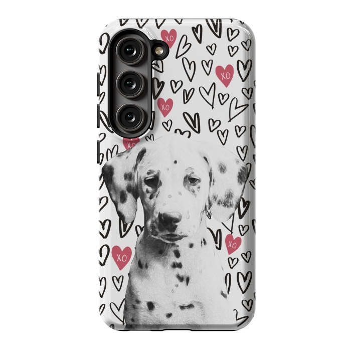 Galaxy S23 StrongFit Cute Dalmatian and hearts Valentine's day by Oana 