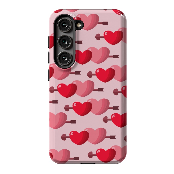 Galaxy S23 StrongFit pink red hearts pattern by MALLIKA