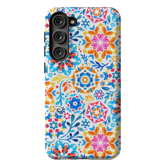 Galaxy S23 Plus StrongFit Watercolor Kaleidoscope Floral - brights by Micklyn Le Feuvre