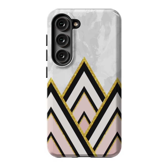 Galaxy S23 StrongFit Geometric pink gold triangles by Jms