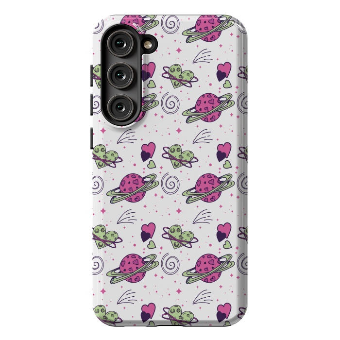 Galaxy S23 Plus StrongFit PINK GREEN SPACE LOVE PATTERN by MALLIKA