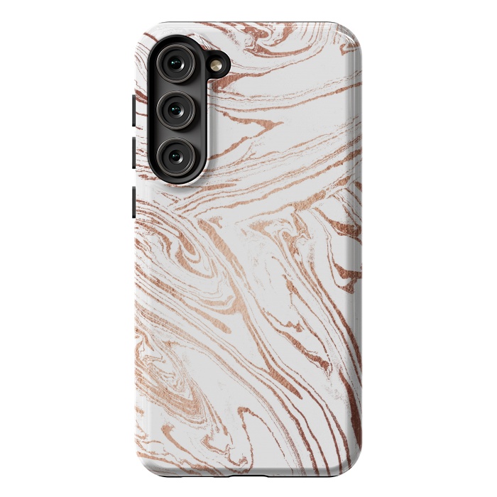 Galaxy S23 Plus StrongFit White marble with rose gold details by Oana 