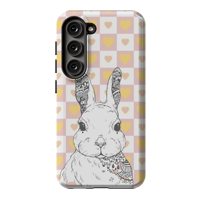 Galaxy S23 StrongFit Rabbit and yellow hearts Alice in Wonderland by Oana 