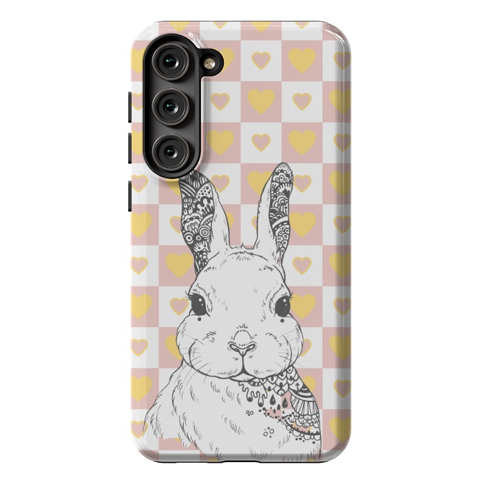 Galaxy S23 Plus StrongFit Rabbit and yellow hearts Alice in Wonderland by Oana 