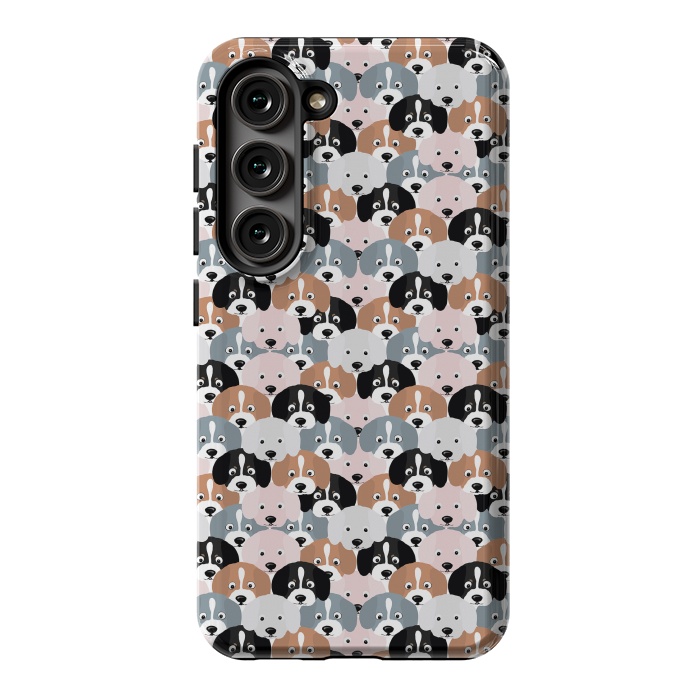 Galaxy S23 StrongFit Cute Black Brown Pink Grey Puppy Dogs Illustration by InovArts