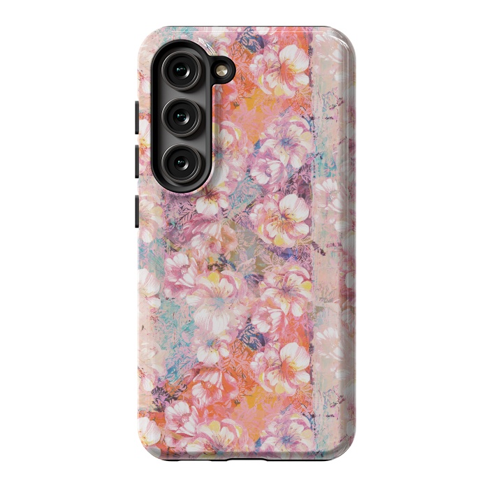 Galaxy S23 StrongFit Pink peach painted rose petals by Oana 