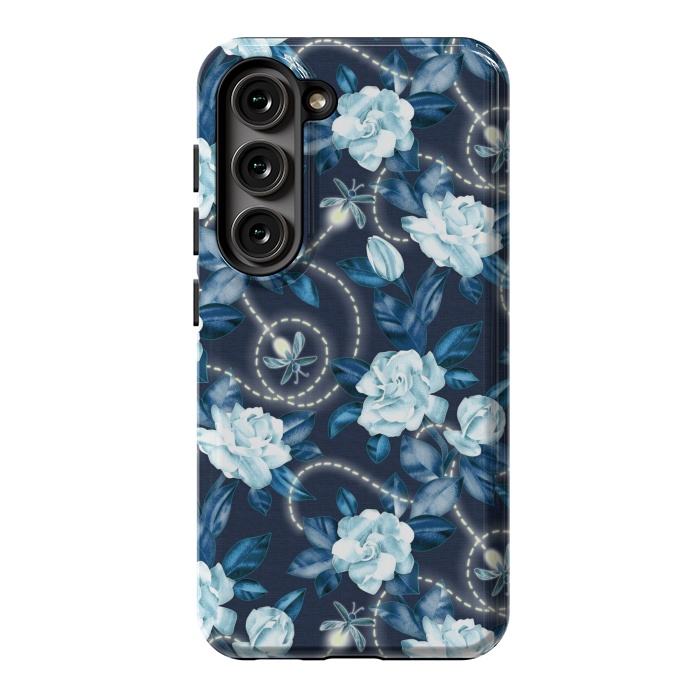 Galaxy S23 StrongFit Midnight Sparkles - fireflies and flowers by Micklyn Le Feuvre