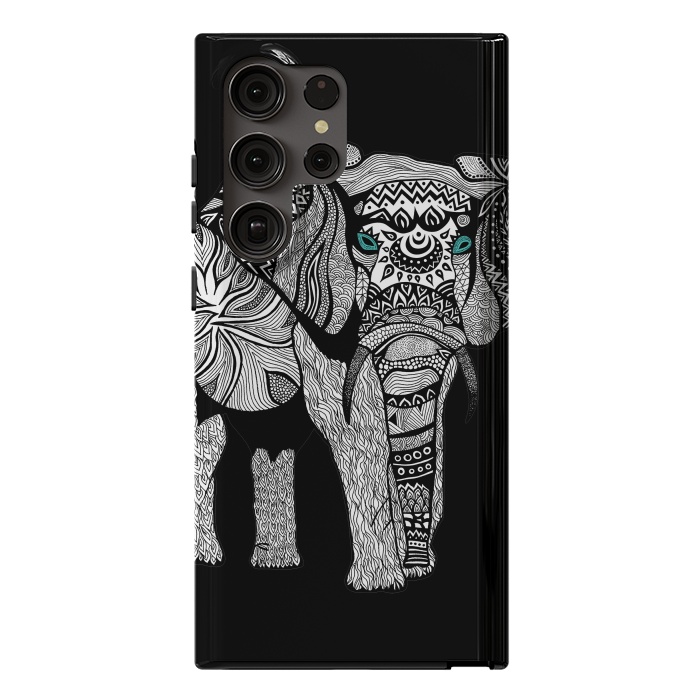 Galaxy S23 Ultra StrongFit Elephant of Namibia B n W by Pom Graphic Design