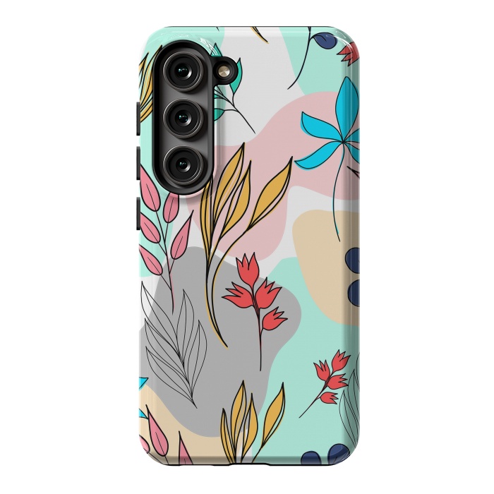 Galaxy S23 StrongFit Trendy colorful leaves hand drawn cute illustration by InovArts